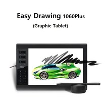 프라임원 이지드로잉 1060Plus 그래픽 태블릿_PC 패드 스마트폰 호환_온라인수업 전자칠판_자동설치_국내배송_무충전펜+캔버스필름+펜심10개 기본제공, 이지드로잉(블랙), Easy Drawing 1060Plus