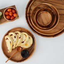 아카시아 원목 원형 우드 플레이트, 원형 우드 플레이트 특대 1P