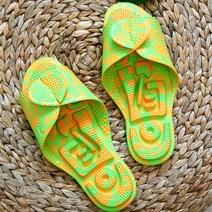 유웨이 1+1 EVA 지압슬리퍼 핑크+옐로우, 핑크+옐로