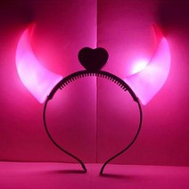 LED 악마뿔 머리띠, 핑크, 1개