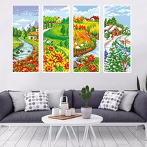 제제뉴 시골풍경 (봄/여름/가을/겨울) 보석십자수 그림 벽화 사무실 인테리어 액자 집들이 개업 선물, [B1034] 시골풍경_봄
