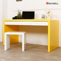 리치웰 하이그로시 컬러풀 멀티 서랍셋 화장대 1200 (의자별도), 몸통옐로우_서랍화이트