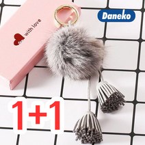 다네코 코리아 리얼 폭스퍼 폼폼이 테슬 1+1, 핑크+핑크