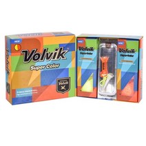 볼빅 슈퍼컬러 3피스 골프공 + 골프티, 옐로우, 오렌지, 1세트