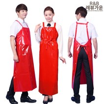 레뷰가운 AV01 우레탄 방수앞치마 투명 양면방수 김장 물앞치마 앞치마, AV01_빨강M, 1개