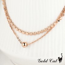 골드캣 14k 18k 라운드 투체인 목걸이_N2212