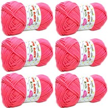 행복뜨기 키즈볼 털실 뜨개실 뜨개질실 인형실 신생아모자뜨기실 모자실 코바늘 모티브 블랭킷, 666자몽핑크(6개)