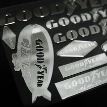 굿이어 금속 타이어 로고 스티커 GOODYEAR, B사이즈 실버, 1개