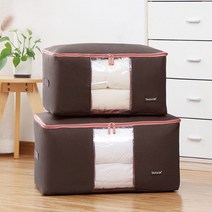 모든집 튼튼한 옥스퍼드 600D 이불 옷 수납 정리함 투명리빙박스, 브라운XL
