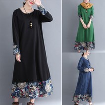 레트로 프린팅 롱원피스 GSO0013 패턴 원피스