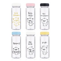 공감 일러스트보틀 클리어무지보틀 물병, 꽃도 좋고 너도 좋고 / 검정, 500ml
