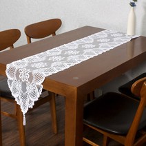 인테리어 소품 프렌치 레이스 테이블 러너 (33x183cm) 화이트 테이블러너 식탁보 테이블보 테이블매트, 화이트 레이블 러너