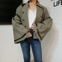 드레스홀릭 가죽배색 더블 찡 재킷