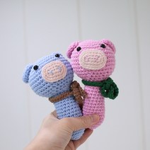 피그피그 딸랑이 만들기 DIY키트 뜨개질 DIY 패키지, 카키, 1개