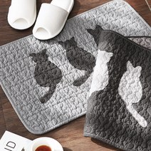 모던 고양이 퀼팅 목화솜 발매트(2color), 그레이