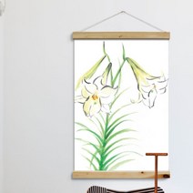 아트박스/꾸밈 ca392-우드스크롤_60CmX90Cm-수묵화꽃모음(중대형)