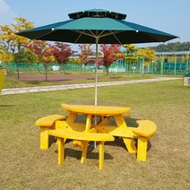 대성하우징(주) 야외테이블 방부 원형테이블 야외용 테이블 파라솔별매, 살구색