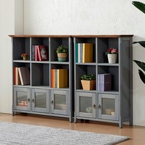 모던엔틱 원목 책장 세트 도어형, 색상:워시오크