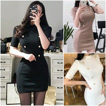 딸기언니 골드 버튼 명품 봄 원피스 3컬러