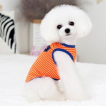 미니피니 강아지옷 주머니 스트라이프 나시티 조끼, 주황