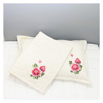 예당 목단 자수 광목 베개 커버