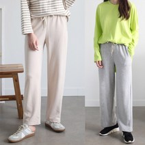 하늘바라기 여성용 블라 밴딩 롱 와이드 팬츠