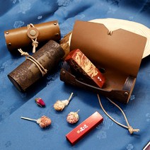 도장꾹 운수대통 행운도장 수제도장 12종, 20_[추가] 가죽도장케이스 카키 대_문양각인
