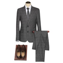 AS19037 스트롱 그레이 체크 싱글 슬림핏 정장 (봄/가을)