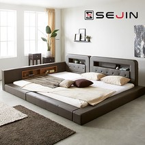 세진침대 코코 LED 수납 오픈형 패밀리침대, 7-2.코코 오픈형 패밀리침대+솔리드본넬_초코브라운