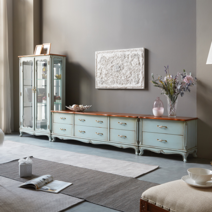 피어젠 토마스 프렌치 엔틱 장식장 세트 스카이블루