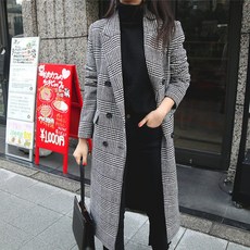 여성용 카프리스 체크 코트