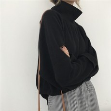kirahosi 모던 여성 하이넥 풀오버 니트 셔츠 스웨터 루즈핏 슬림 추동 데일리 12호 P616nvv