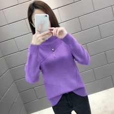 여성용 가을 긴팔 라운드넥 니트 L5V1249