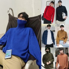 남성 터틀넥 니트 차이나 터틀넥 니트 남가을 겨울 한류 트렌드 게으른 bf 커플룩 학생 루즈핏에 두꺼운 니트