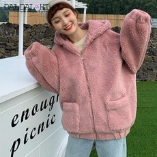 달달하이 여성 빅사이즈 양털 후드집업 포켓 후리스