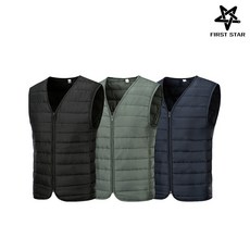 퍼스트스타 남성 브이넥 집업 경량 패딩 조끼