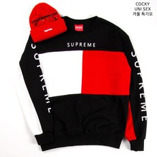 슈프림 톰배색 기모 맨투맨 남녀공용 M L XL(겨울 특기모)