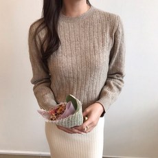 여성 라운드 램스울 홀가먼트 니트