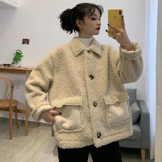 알지구 여성 가을 겨울 여자 뽀글이 후리스 2019 가을과 겨울 한국어 세련된 느슨한 두꺼운 짧은 단락 양털 모피 모피 봉제 코트 여성