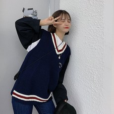 10대 20대 여성 데일리 브이넥니트 가을 상의 탑