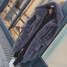 후드 롱 퍼 코트