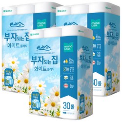 모나리자 부자되는집 화장지 화이트 3겹30롤1팩 세트4팩 천연펄프휴지