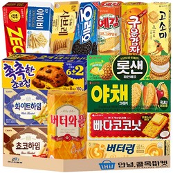 인기 과자 15종 세트 ( 빠다코코낫 롯데샌드 야채크래커 제크 아이비 사브레 버터와플 버터링 고소미 구운감자 예감 오레오 초코 화이트 하임 촉촉한 초코칩 ), 1세트