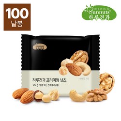 [하루견과]하루견과프리미엄넛츠100낱봉/하루견과류 간편식 가족간식, 100개, 25g