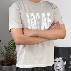 IDGAF 레터링 프린팅 크롭 반팔 티셔츠