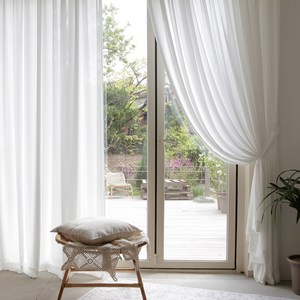 쁘리엘르 실루엣 쉬폰 나비주름 커튼 높이 조절핀형