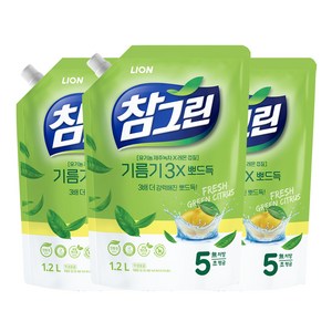 참그린 레몬 녹차 뽀드득 어드밴스 주방세제 리필