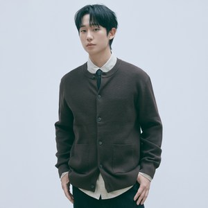 마인드브릿지 남성용 두굿 라운드 세미 오버핏 가디건 MZCD7120