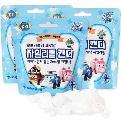 로보카폴리 제로당 캔디, 자일리톨, 40g, 3개