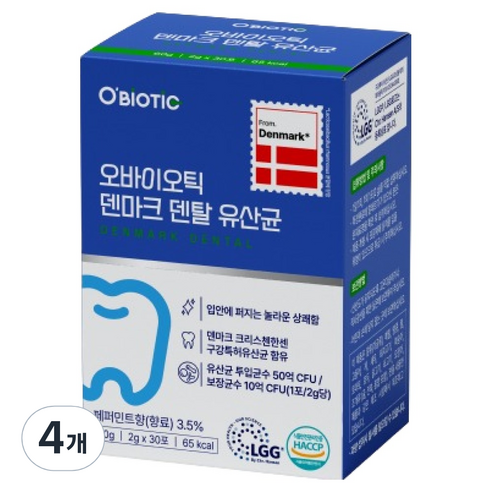 오바이오틱 덴마크 덴탈 유산균 30p, 60g, 4개